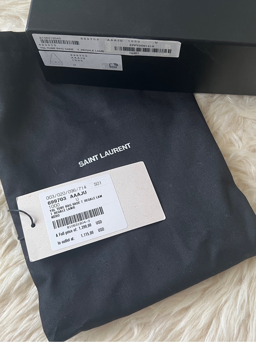 NIB YSL Saint Laurent Black Quilted Leather Tube Shoulder Bag with Gold Hardware - Picture 7 of 11